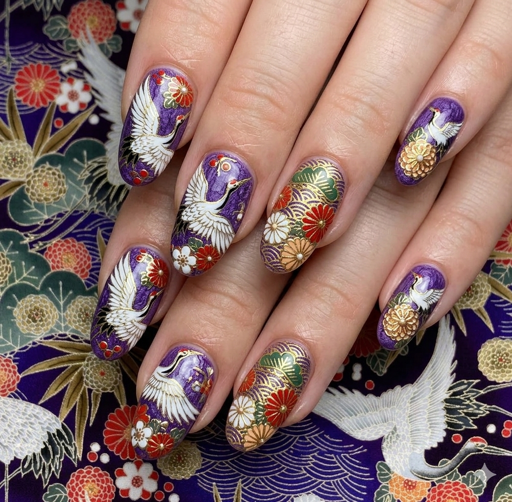 Japanese nail art intricate design